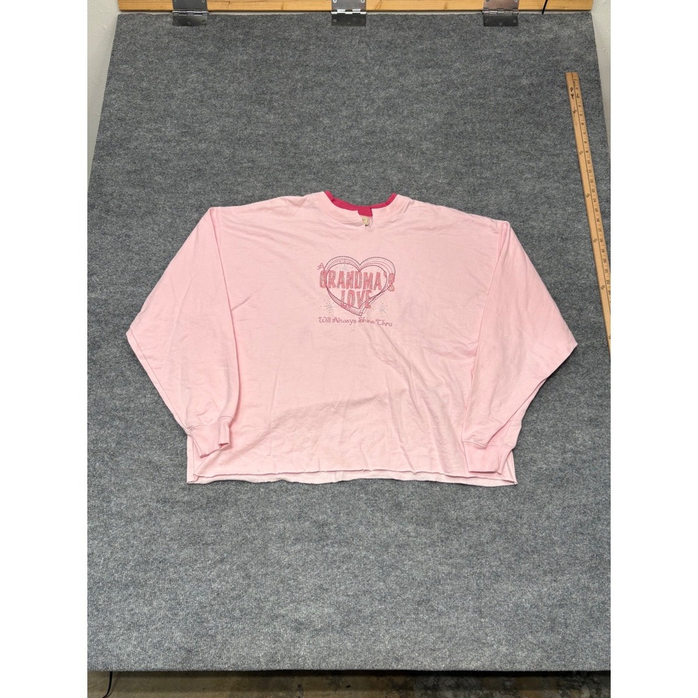 M&C Sportswear Pink‎ Grandma Love Heart Graphic Sweatshirt Cropped XL Y2K Style